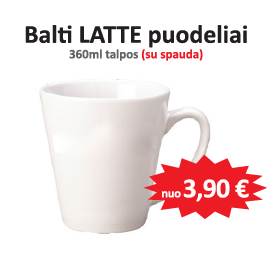 Baltas "latte" puodelis su spauda Baltas "latte" puodelis su spauda