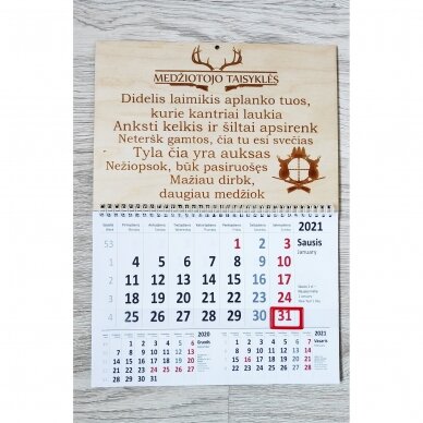 Kalendorius "Medžiotojo taisyklės"