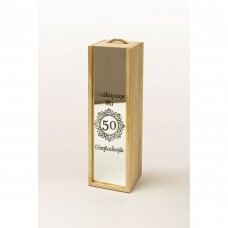 Vyno dėžė „Sveikiname su 50 gimtadieniu" veidrodiniu dangteliu